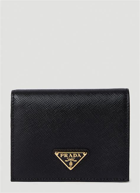 prada triangle bifold wallet|Prada black wallet price.